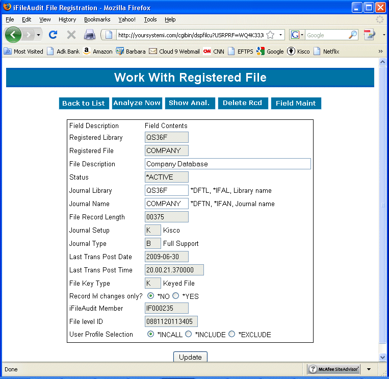 iFileAudit Registration Details