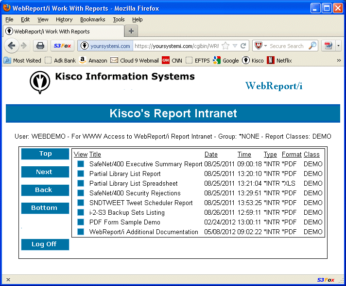 Report Intranet Page